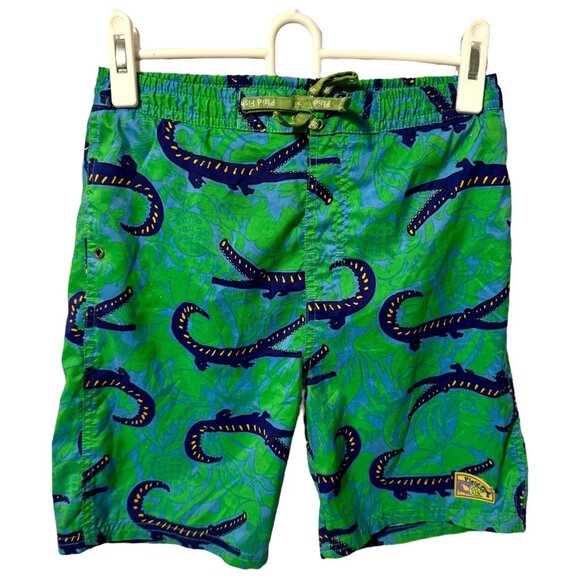 Plaid Fish Size 7 Kids Swim Trunks / Bottoms / Shorts - Alligators / Crocodiles - Picture 1 of 8